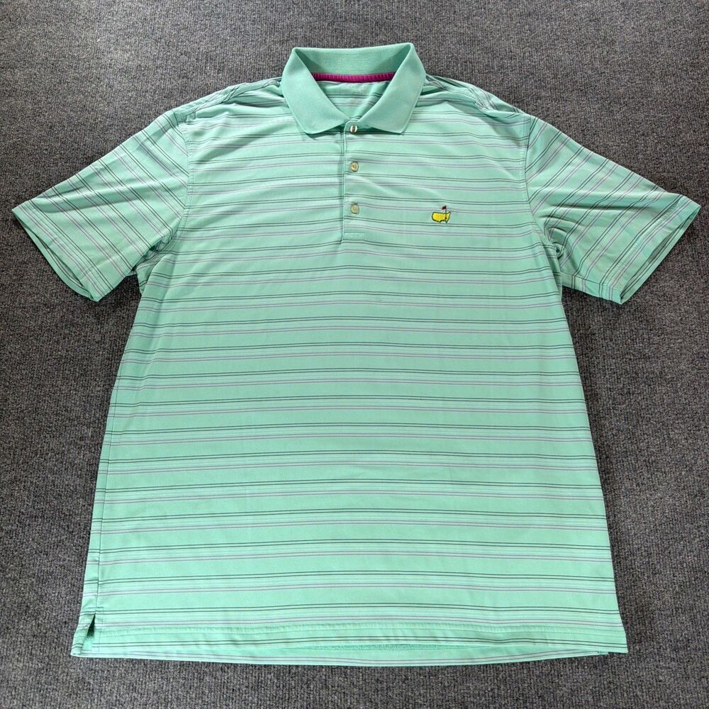 Masters Tech Polo Size XL Teal Striped
